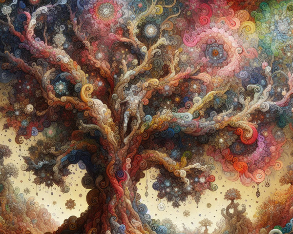 Abstract Tree Tapestry with Cosmic Background