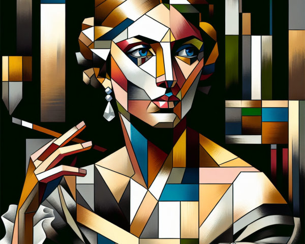 Stylized portrait of a woman with geometric shapes