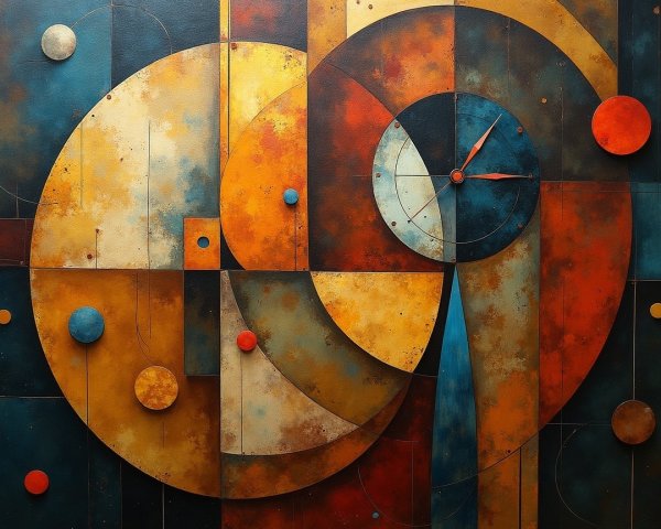 Abstract Composition with Circles and Clock Elements