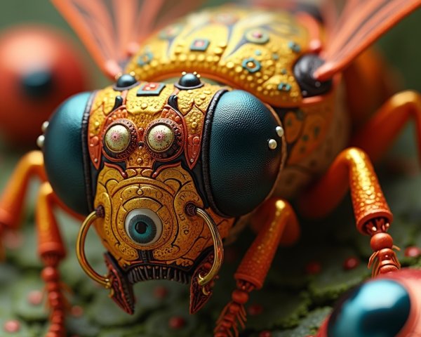 Intricate Insect Design with Steampunk Aesthetic