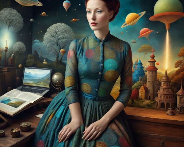 Steampunk Magical Realism Artwork Featuring a Woman