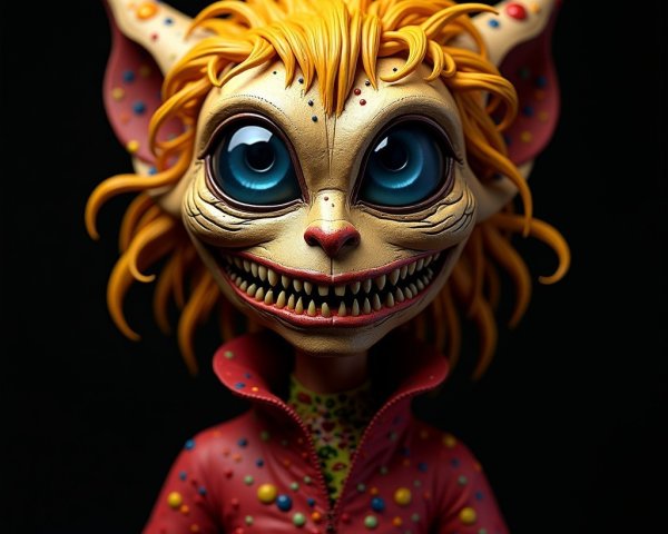 Whimsical Eerie Figure with Exaggerated Features