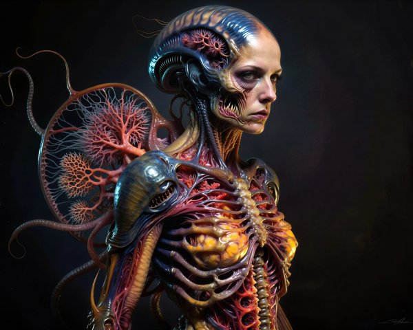 Intricate Digital Painting of a Bio-Mechanical Cyborg Woman