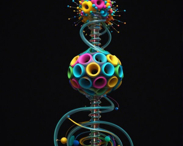 Vibrant Abstract Sculpture of Molecular Structure