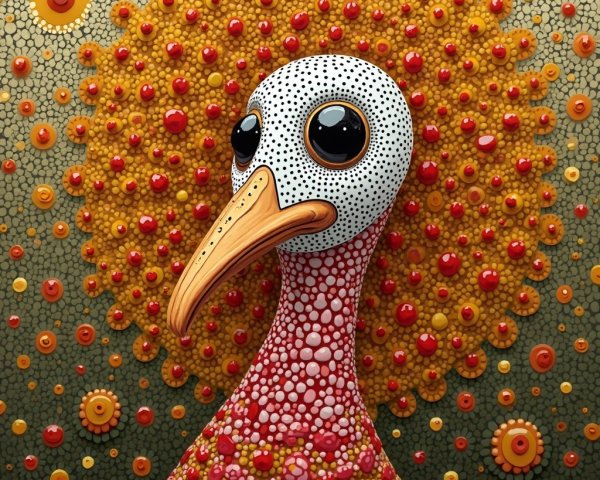 Surreal Bird with Vibrant Colors and Textures