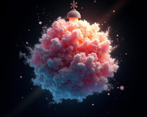 Surreal Spherical Cloud with Ornament-Like Features