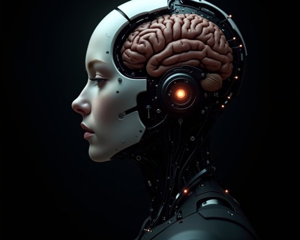 Futuristic Android with Human Brain and Robotics Design