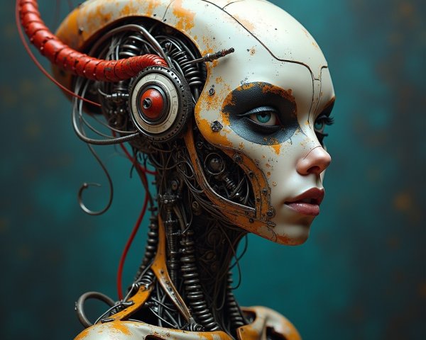 Futuristic Female Robot with Mechanical Features