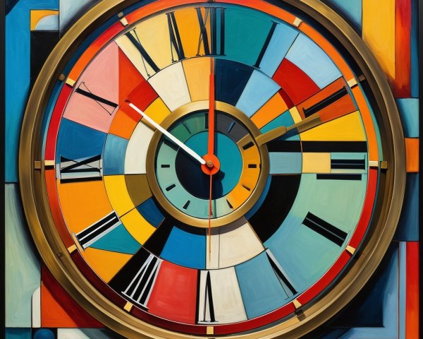 Vibrant Abstract Clock Design with Geometric Shapes