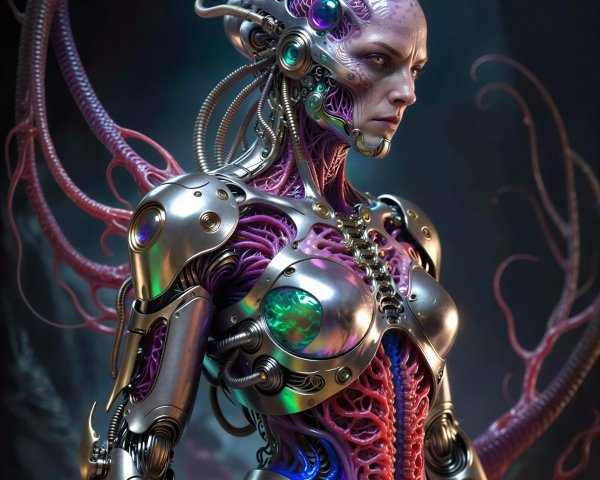 Detailed Digital Painting of a Female Cyborg