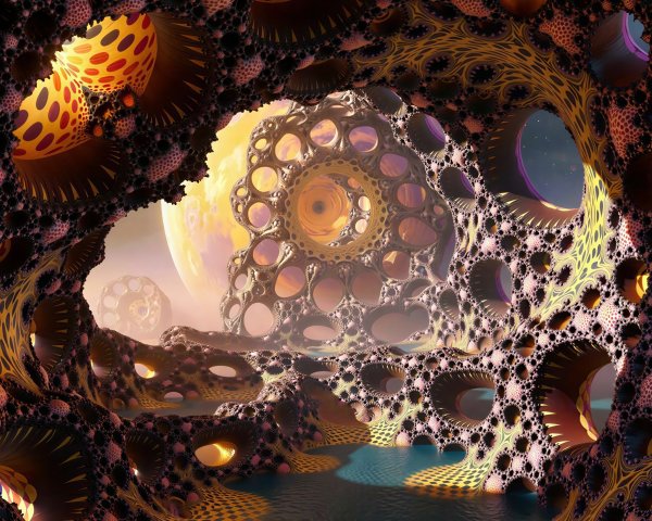 Fractal Art of an Alien Landscape with Cavernous Features