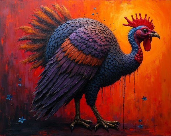Colorful Stylized Turkey with Vibrant Feathers