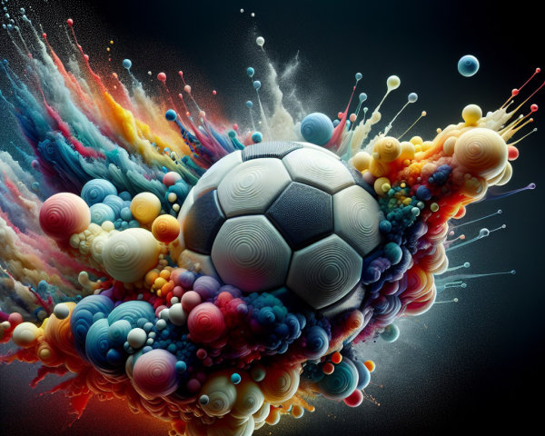 Vibrant Illustration of Soccer Ball with Colorful Splashes