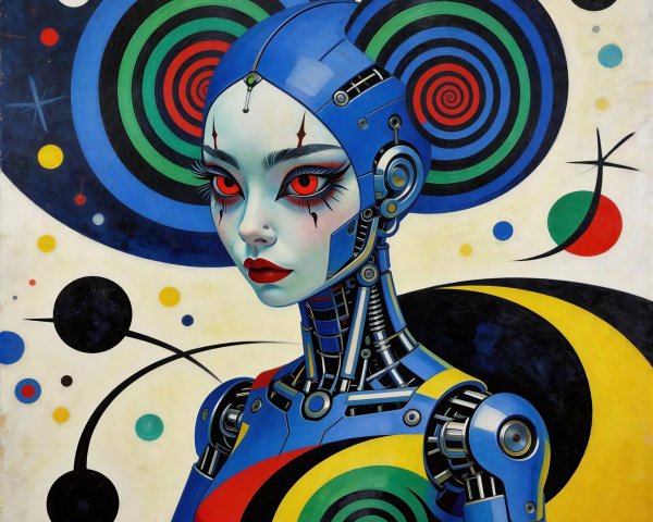 Detailed Digital Painting of a Female Cyborg Portrait