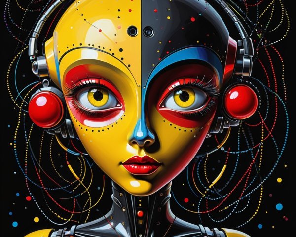 Humanoid Robot with Split Face and Colorful Features