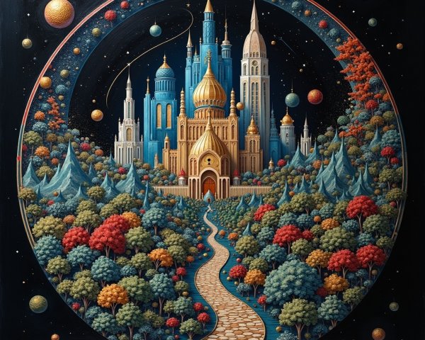 Majestic Castle in a Colorful Fantastical Landscape