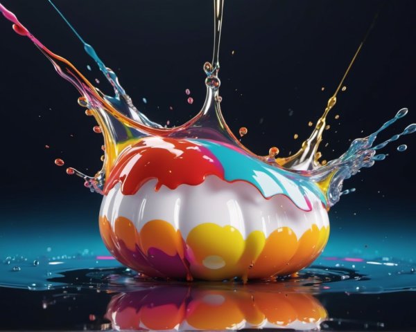 Colorful Paint Splash Around White Spherical Object