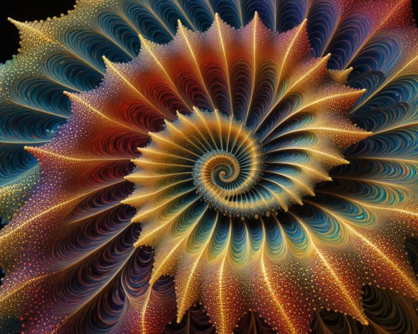 Macro Shot of a Colorful Fractal Spiral Design