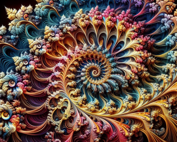 Vibrant Fractal Design with Intricate Spiral Pattern