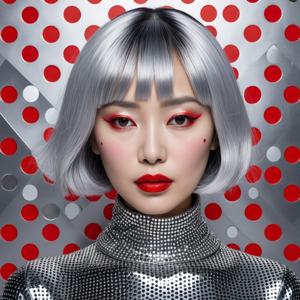 Futuristic Portrait of a Woman in Metallic Fashion