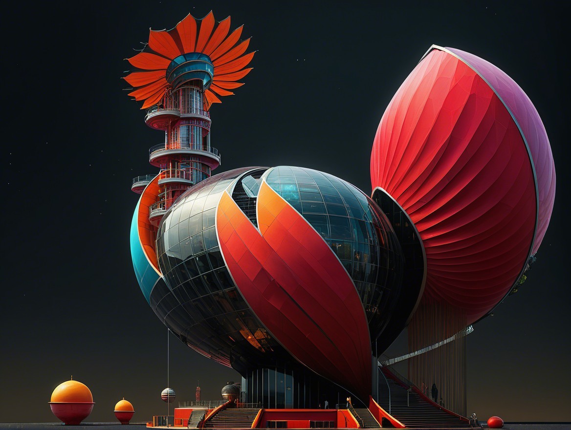 Futuristic Structure with Organic Flower-Like Design