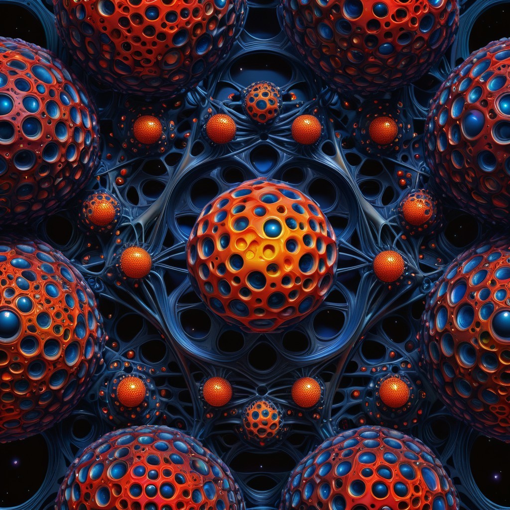 Abstract Design of Interconnected Spheres in Colors