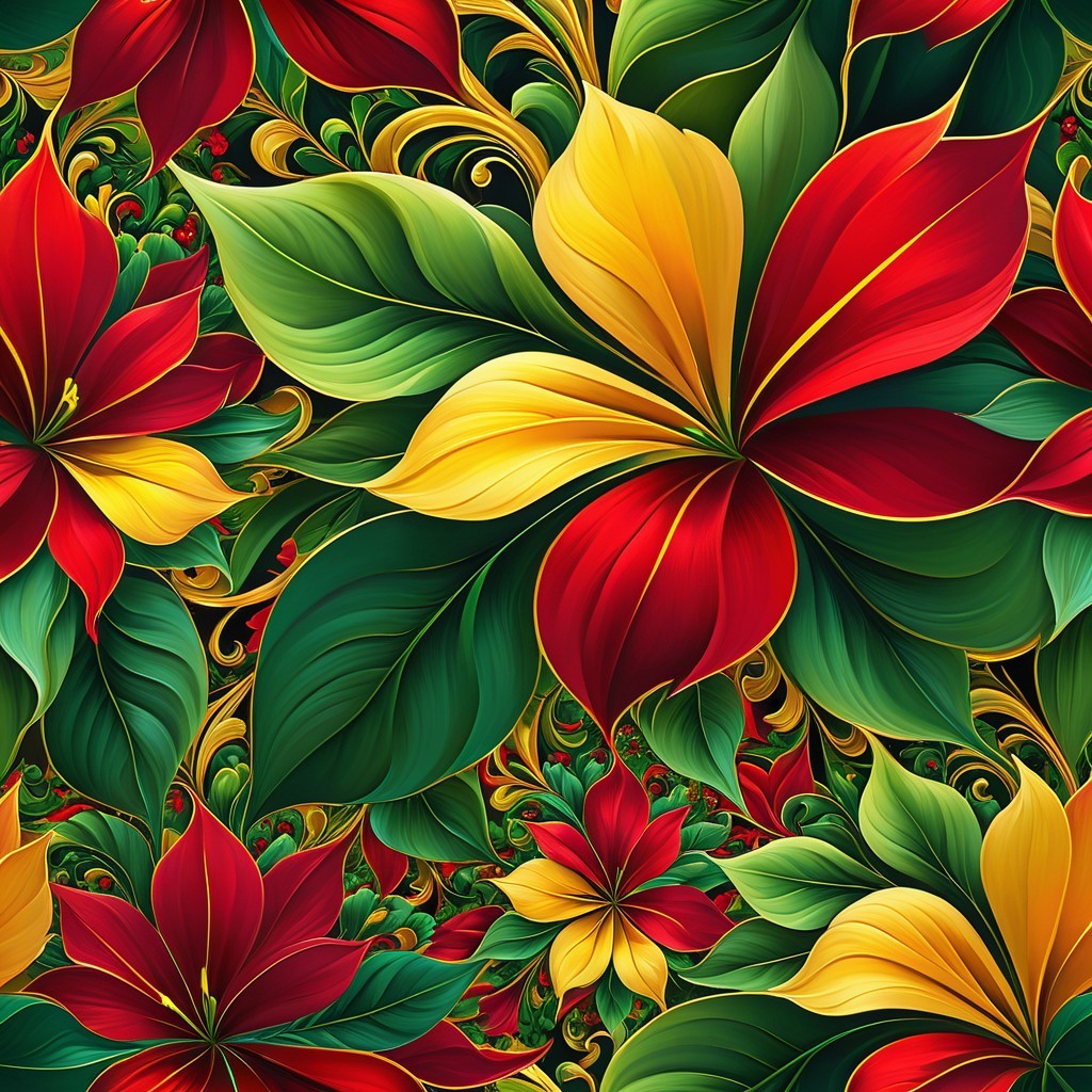Vibrant Floral Pattern with Rich Colors and Details
