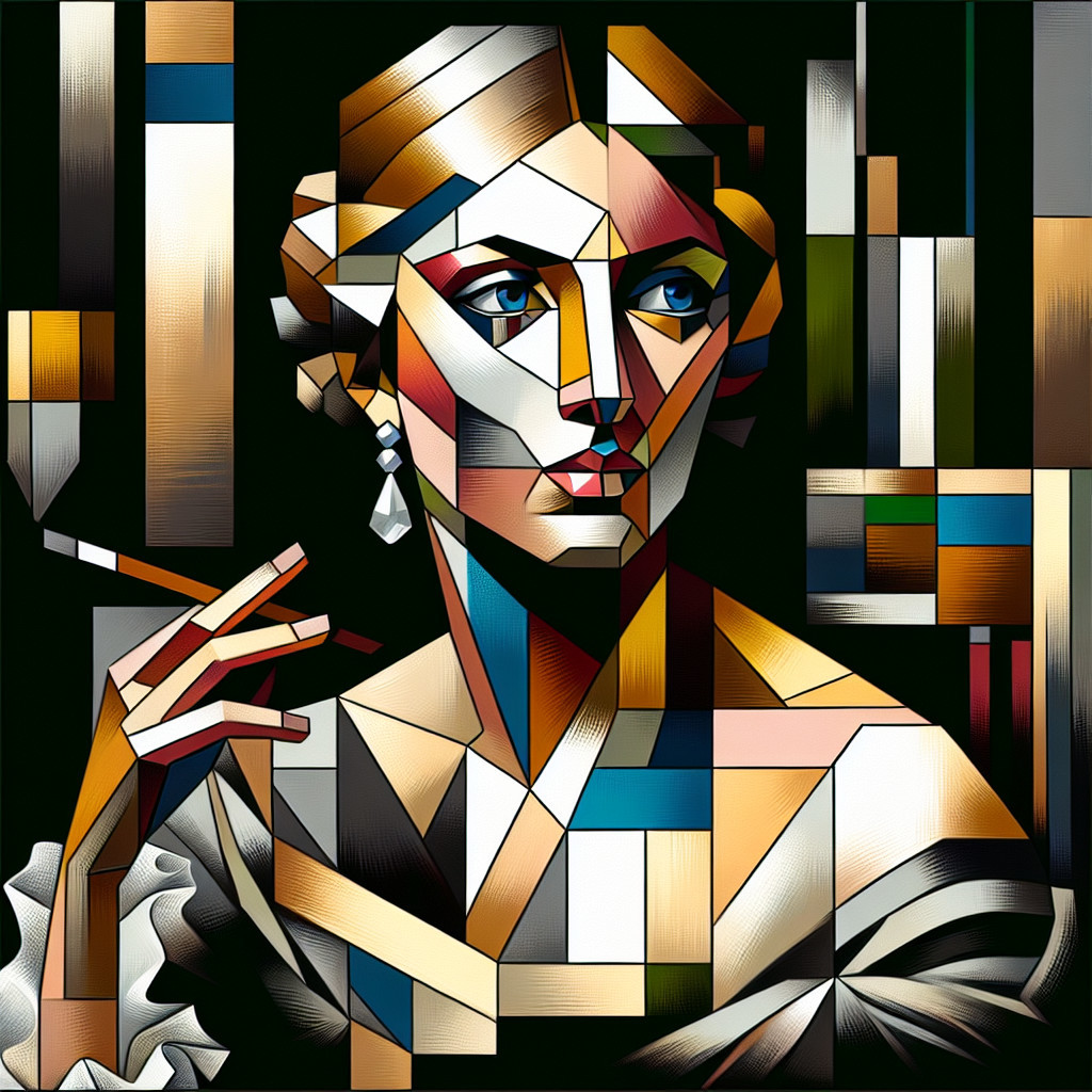 Stylized portrait of a woman with geometric shapes