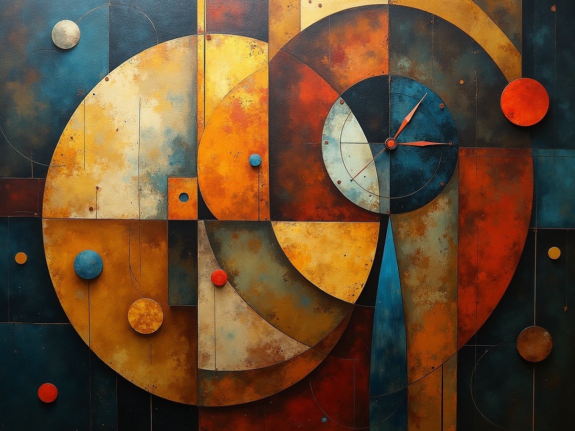 Abstract Composition with Circles and Clock Elements