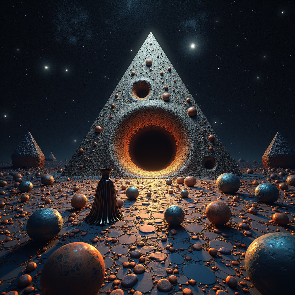 Surreal Cosmic Landscape with Triangular Structure