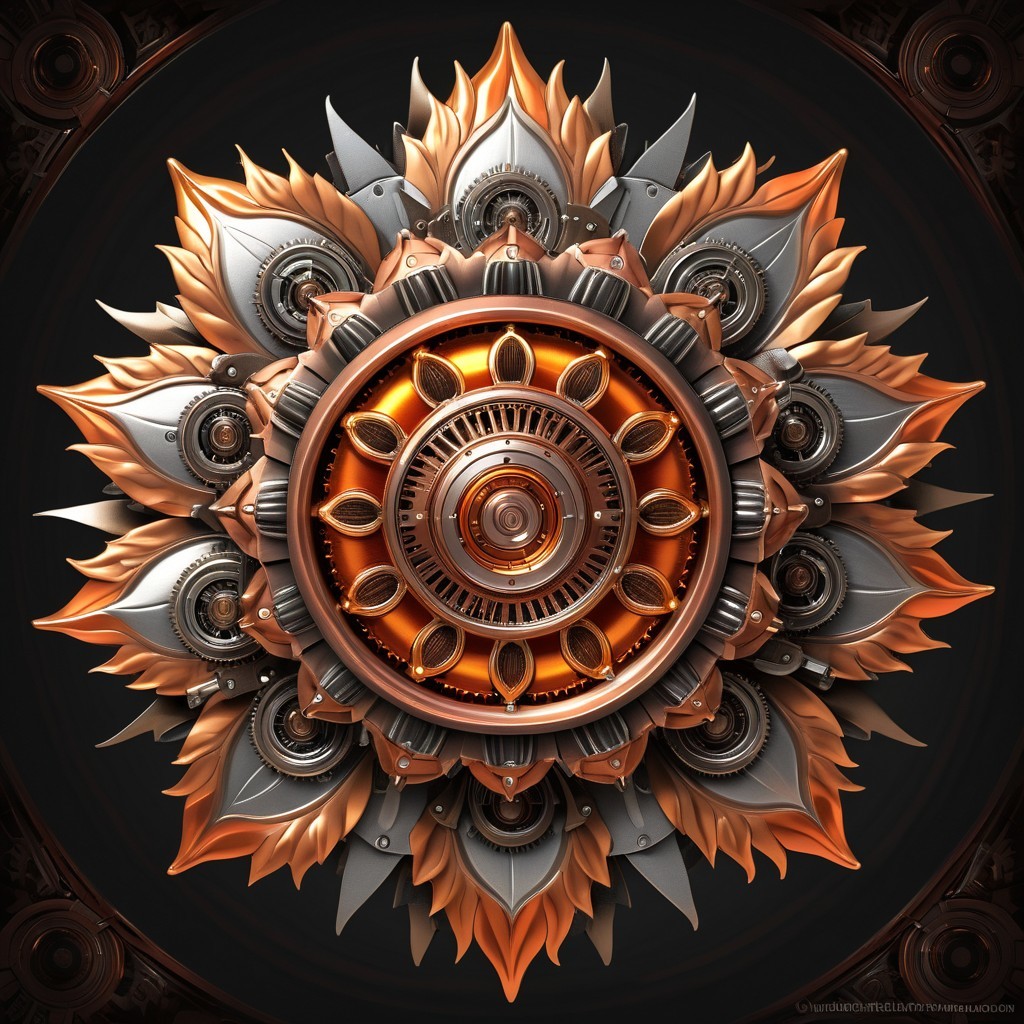 Steampunk-Inspired Mandala with Metallic Elements