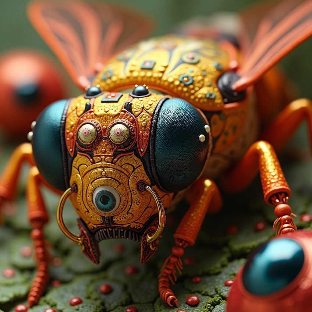 Intricate Insect Design with Steampunk Aesthetic