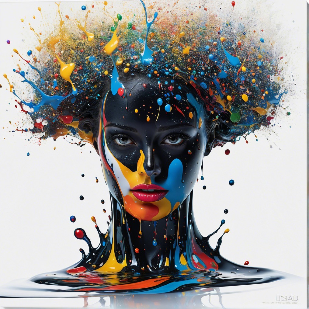 Abstract Portrait with Vibrant Colors and Fluid Shapes