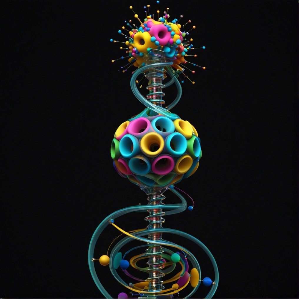 Vibrant Abstract Sculpture of Molecular Structure