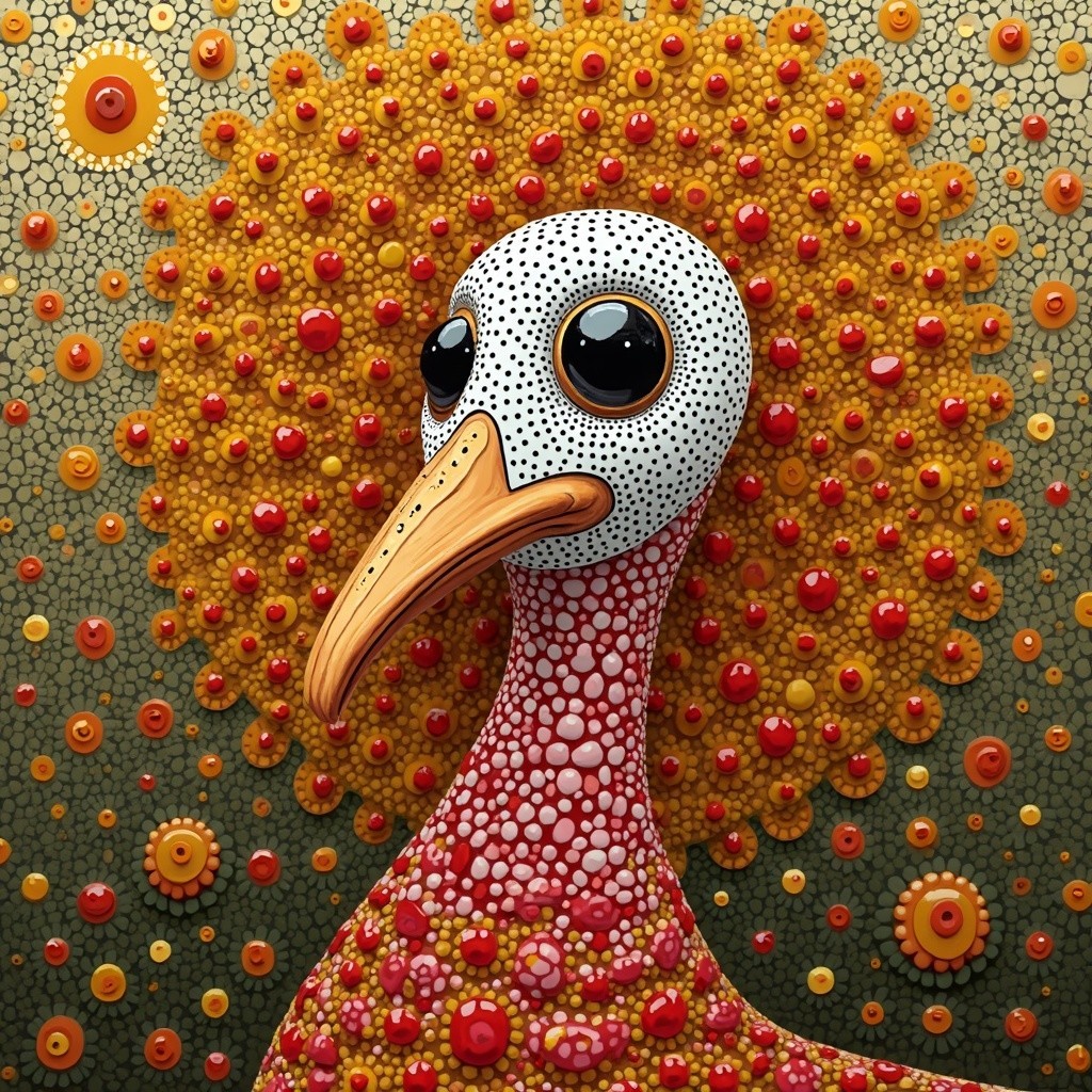 Surreal Bird with Vibrant Colors and Textures