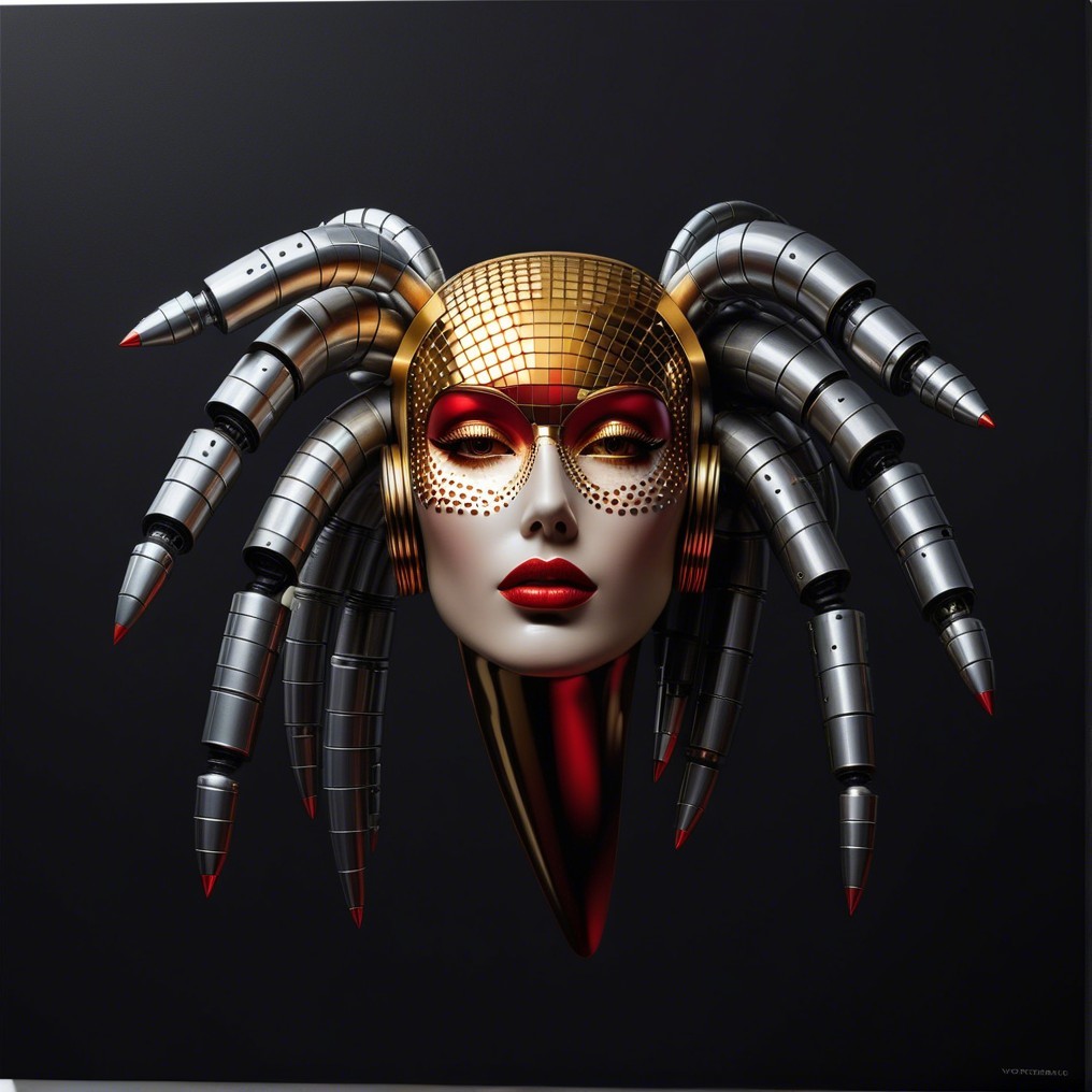 Futuristic Spider-Inspired Mask with Metallic Details