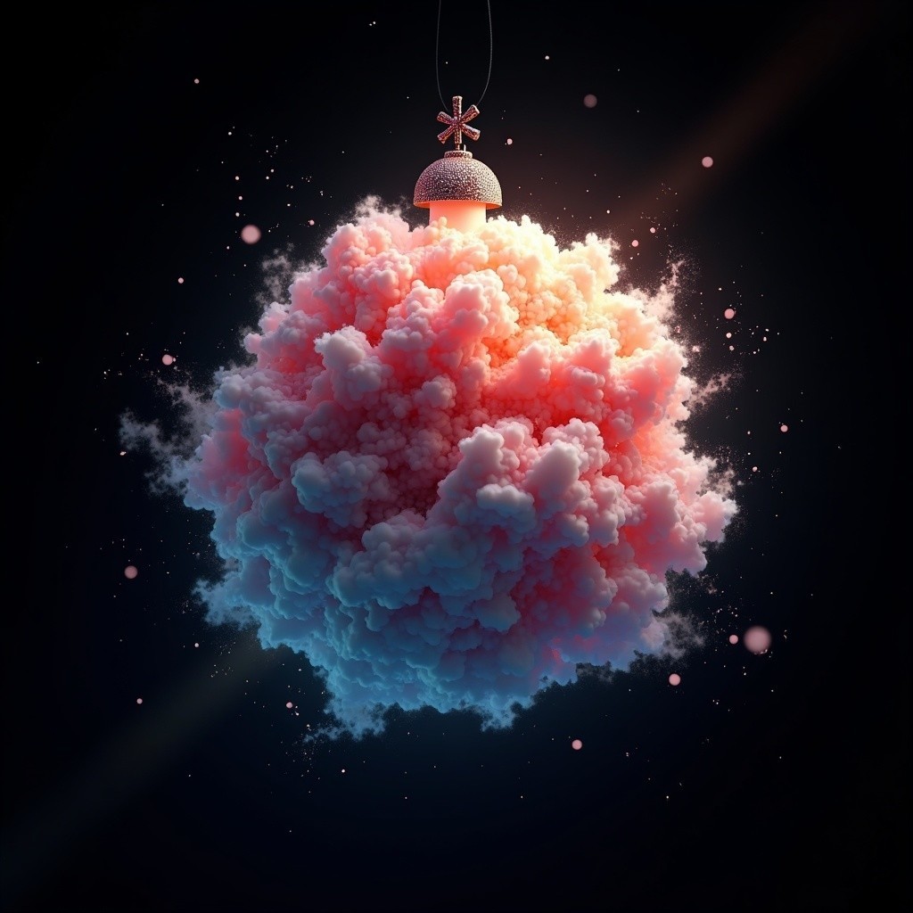 Surreal Spherical Cloud with Ornament-Like Features