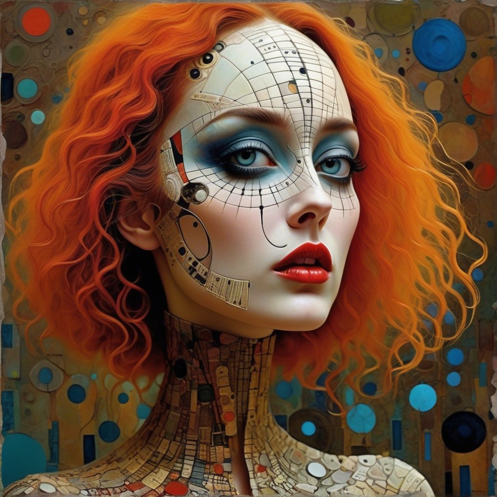 Vibrant Female Figure with Geometric Facial Designs