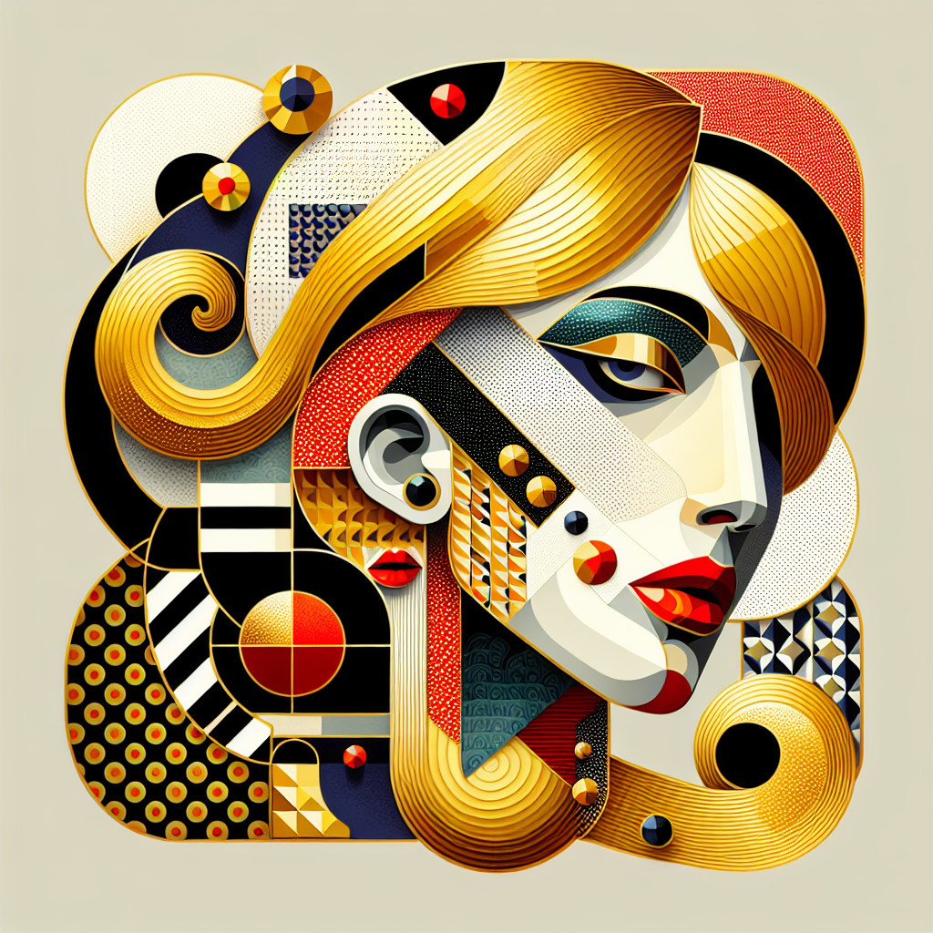 Stylized Portrait of a Woman with Geometric Patterns
