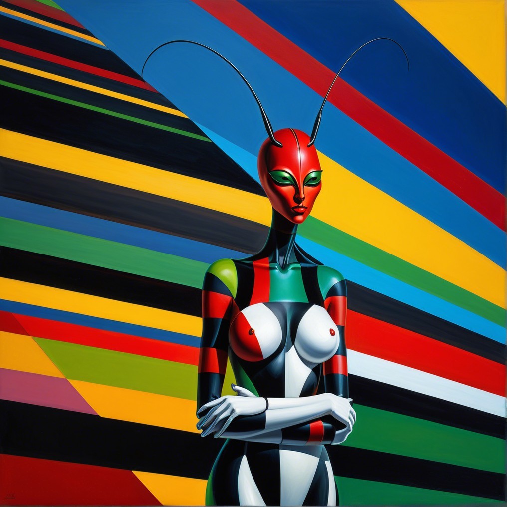 Abstract Figure with Colorful Stripes and Patterns