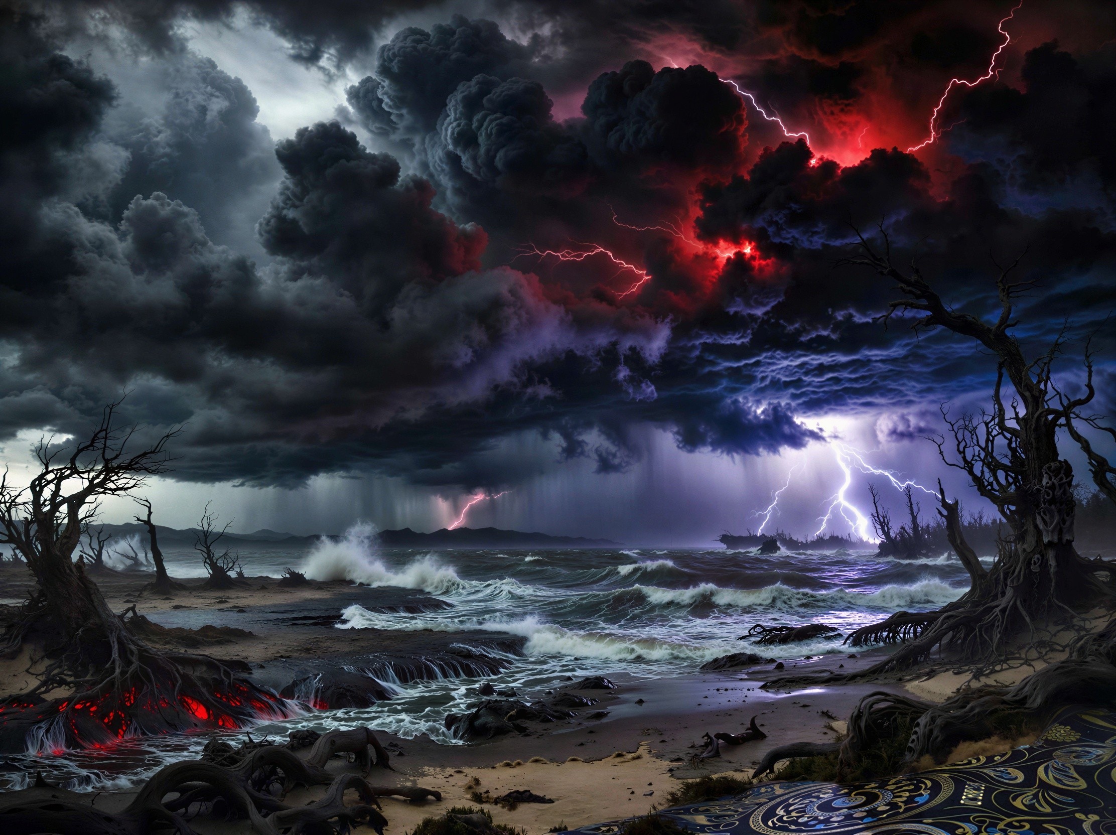 Dramatic Digital Painting of Stormy Seascape