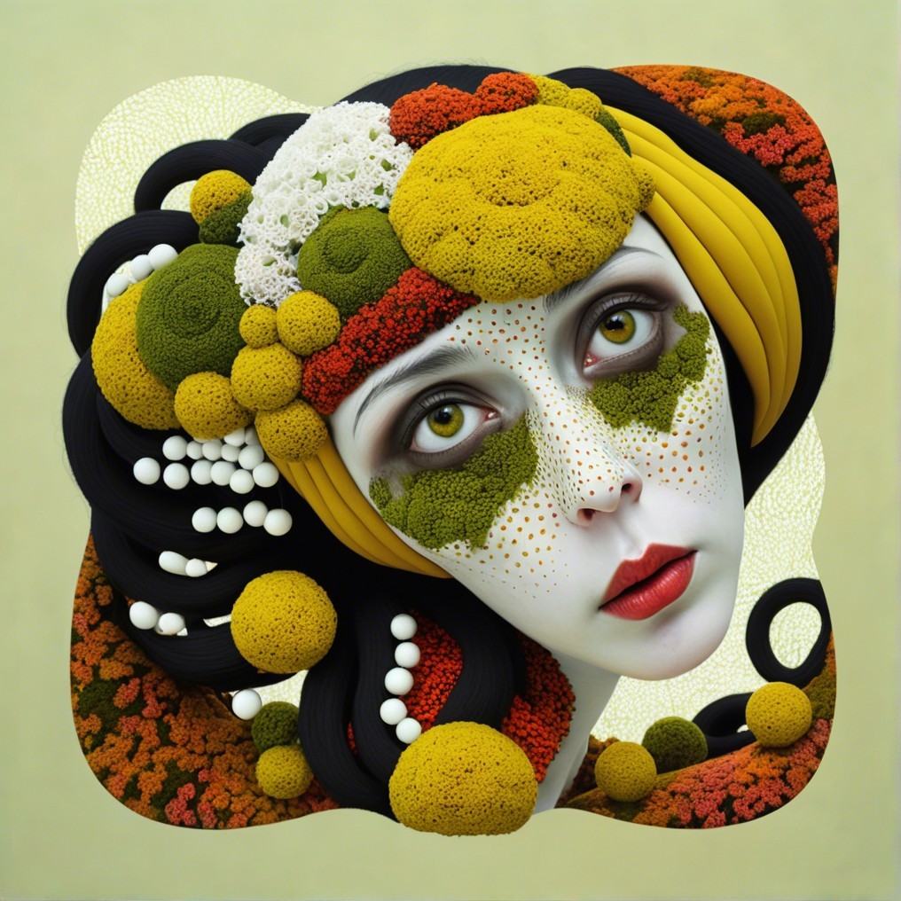 Portrait of a Woman with Organic Shapes and Textures