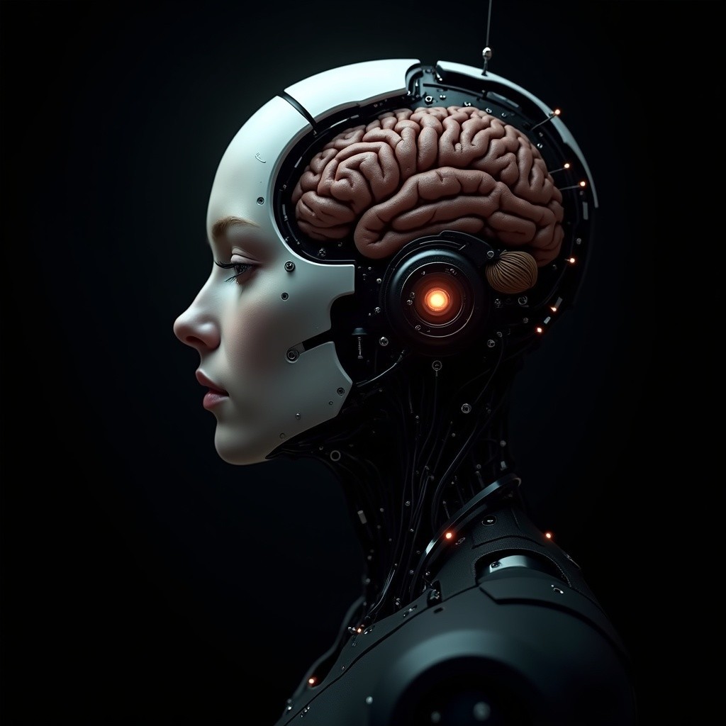 Futuristic Android with Human Brain and Robotics Design