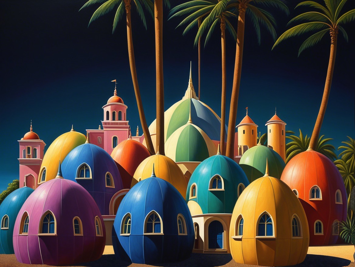 Colorful Whimsical Domed Buildings Under Blue Sky