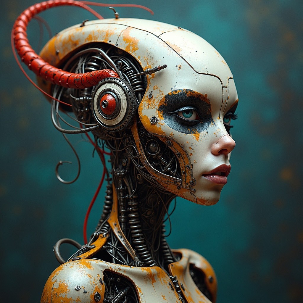 Futuristic Female Robot with Mechanical Features