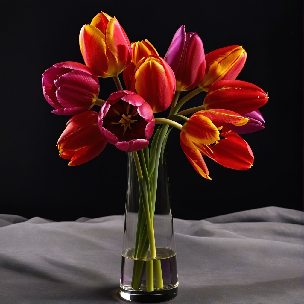 Vibrant Tulip Bouquet in Clear Glass Vase