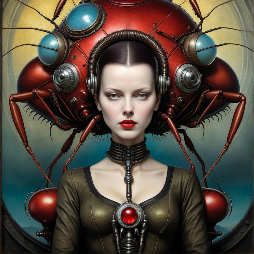 Futuristic Portrait of a Woman with Robotic Features