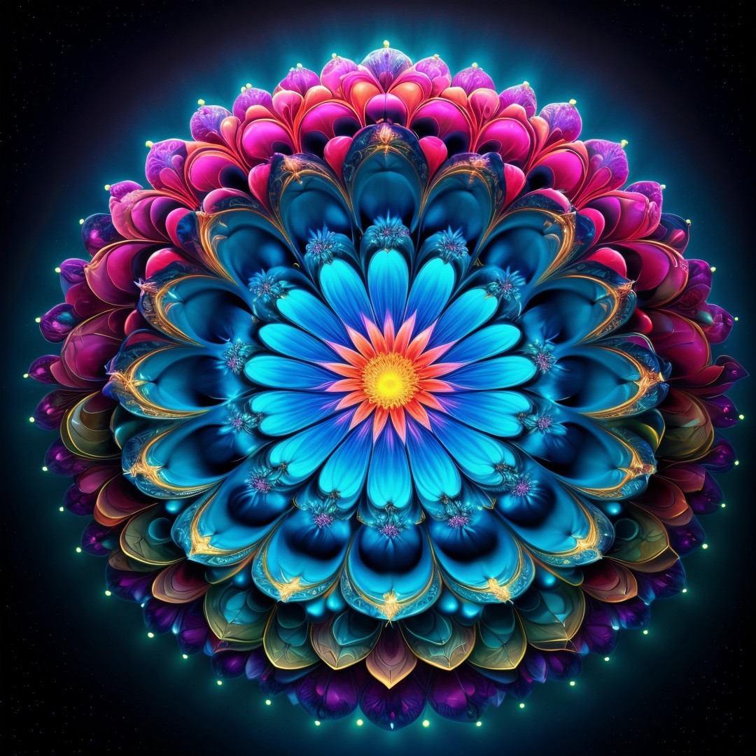 Symmetrical Floral Mandala in Vibrant Colors