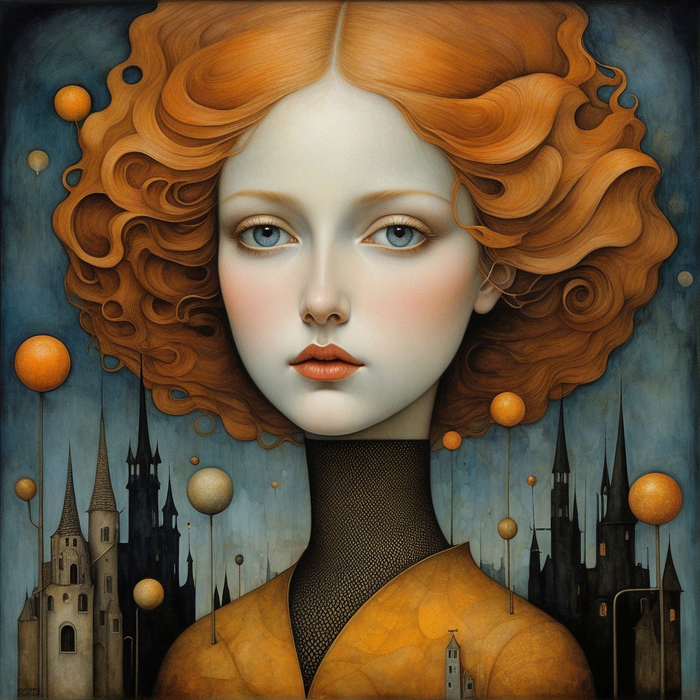 Portrait of Young Woman in Gothic Landscape Setting