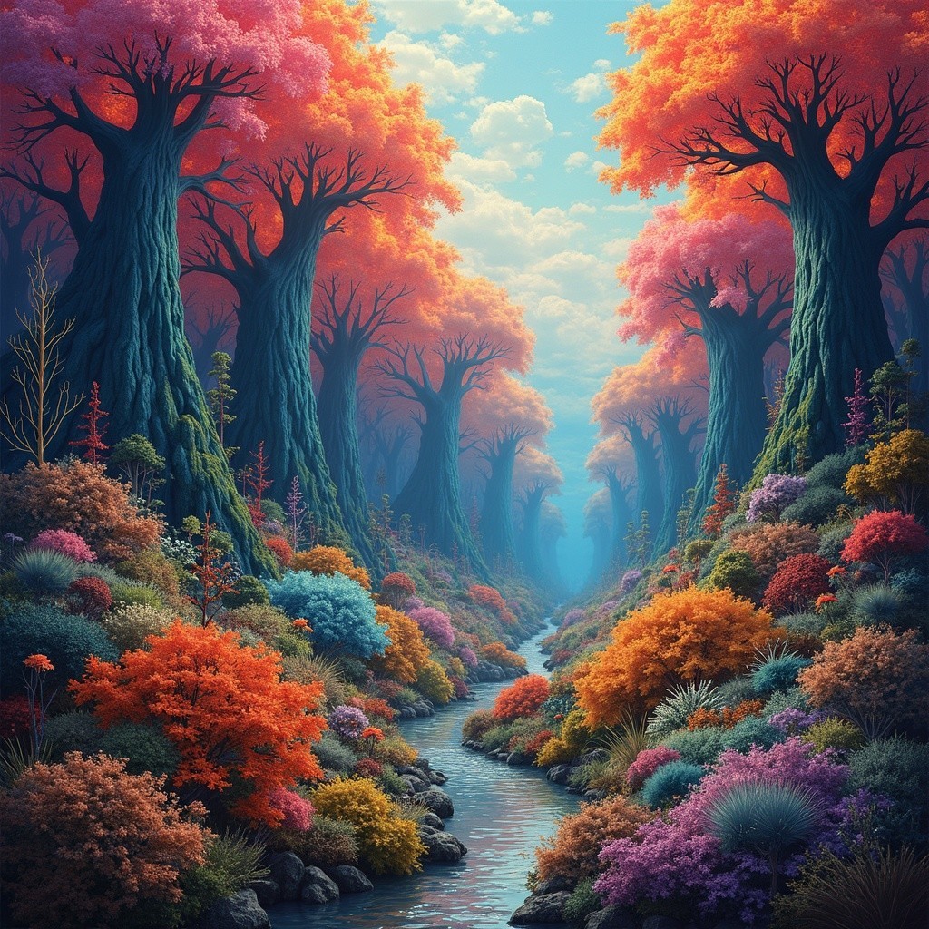 Serene Landscape with Colorful Autumn Foliage